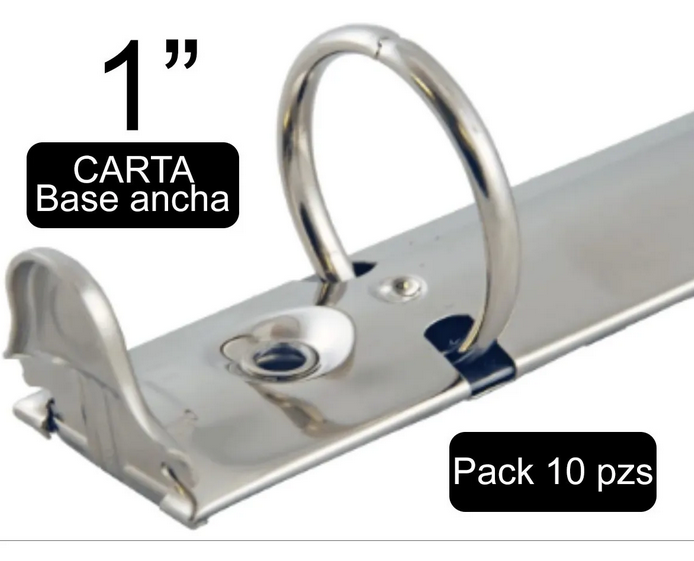 Paquete de 10 herrajes tamaño carta de tres argollas circulares con diámetro de 1 pulgada, base de 26 mm, acabado níquel. Ideal para carpetas y encuadernación de documentos. Capacidad para 200 hojas estándar. Paquete de 10 herrajes tamaño carta de tres argollas circulares con diámetro de 1 pulgada, base de 26 mm, acabado níquel. Ideal para carpetas y encuadernación de documentos. Capacidad para 200 hojas estándar.